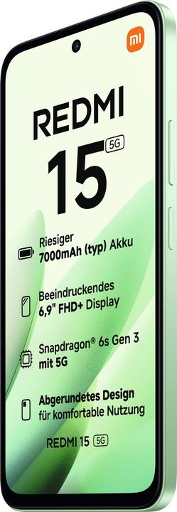 Produktbild Xiaomi Redmi 15 (256 GB, Ripple Green, 6.90", Hybrid Dual SIM, 5G)