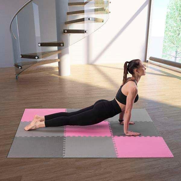 Actual product image One Folding mat for training HMS MP10 light grey-pink-dark grey, 60x60x1,0cm (9 pieces) (10 mm)