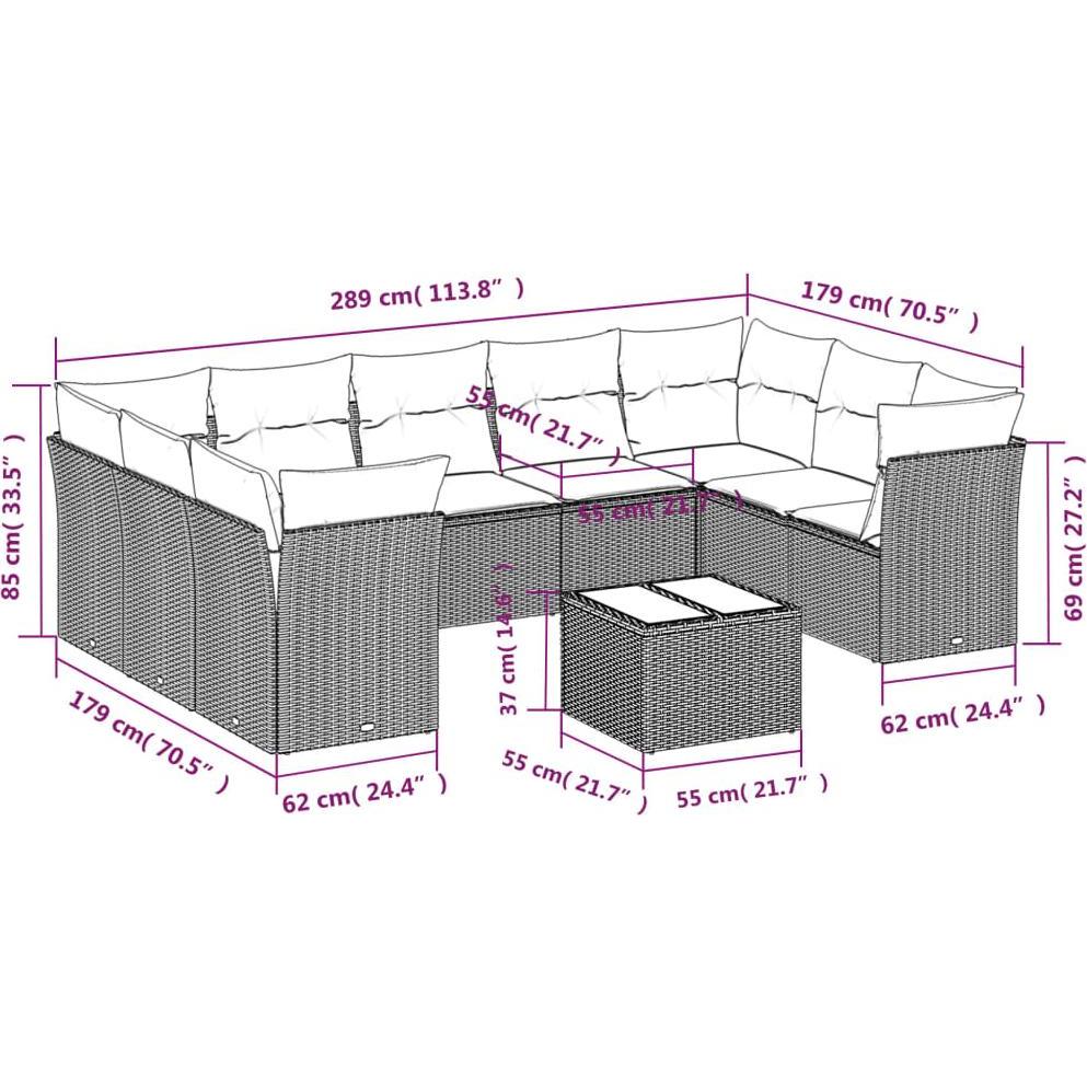 Thumbnail - VidaXL, Gartenlounge, 10-tlg. Garten-Lounge-Set mit Kissen