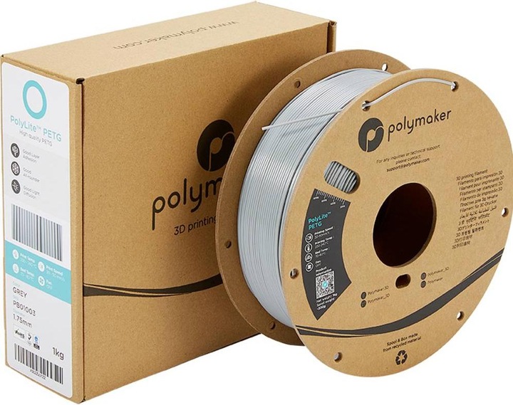 Produktbild Polymaker PolyLite PETG V2 - Grey - 1.75mm (PETG, 1.75 mm, 1000 g, Grau)