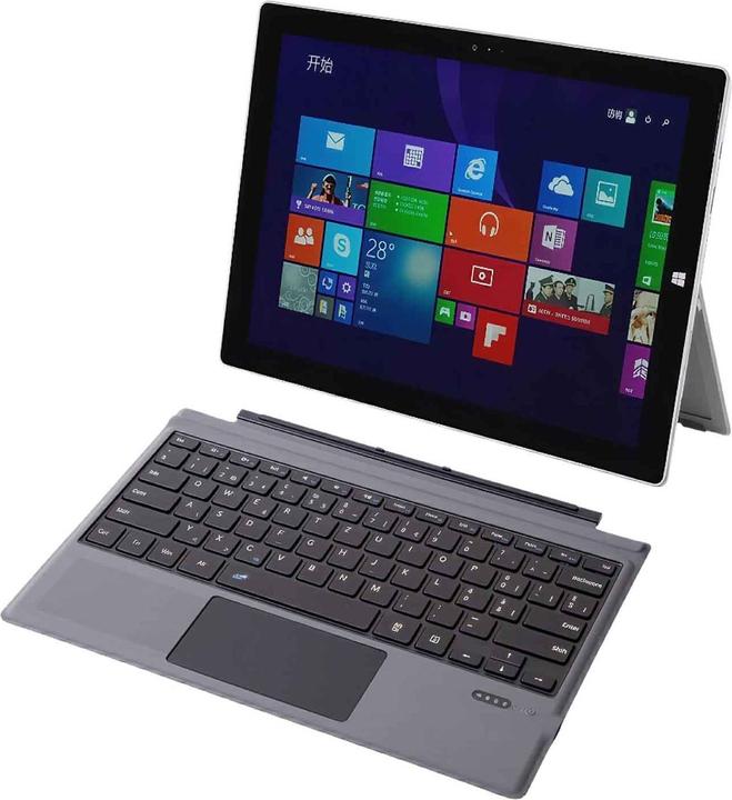 Produktbild Apfelkiste Magnetische Bluetooth Tastatur für Microsoft Surface Pro 7 / 6 / 5 / 4 / 3 - Schwarz (Eng. Int., Kabellos)