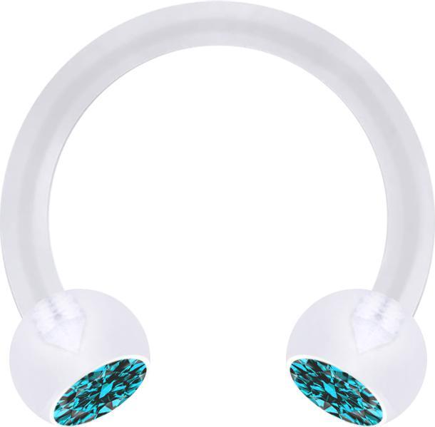 Produktbild Star Piercing Micro Circular Barbell transparent mit zwei Kugeln Kristall aqua (Kunststoff, ohne Messing)