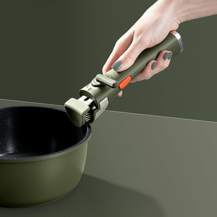 Produktbild MasterPRO Stapelbares 10-teiliges Kochset mit abnehmbarem Griff, keramischer Beschichtung und Thermo-Control (Bratpfanne, Grillpfanne, Kochtopf, Aluminiumguss)