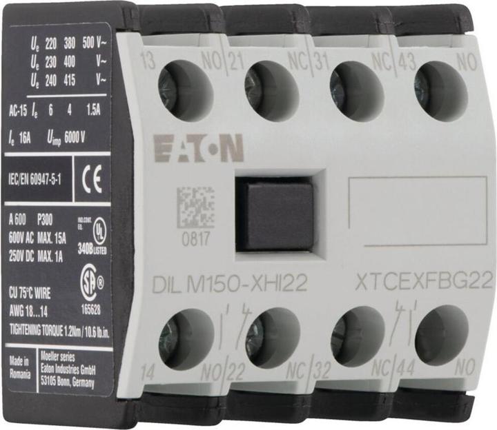 Actual product image Eaton Auxiliary contact block 2 NO contacts 2 NC contacts