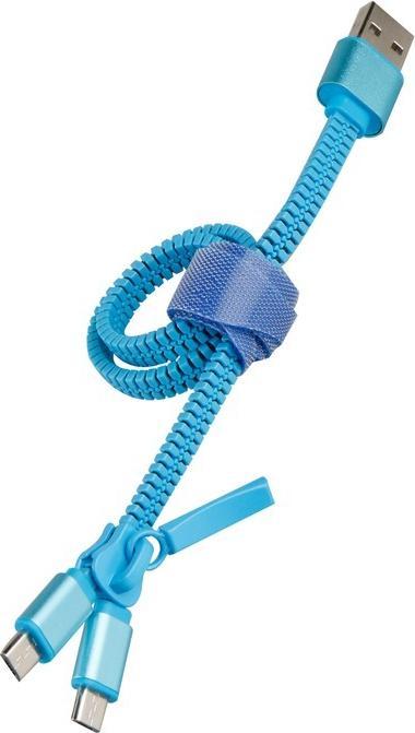 Image du produit Muvit CABLE DOUBLE 2A CHARGE USB/MICRO-USB 0.35M BLEU (0.35 m)