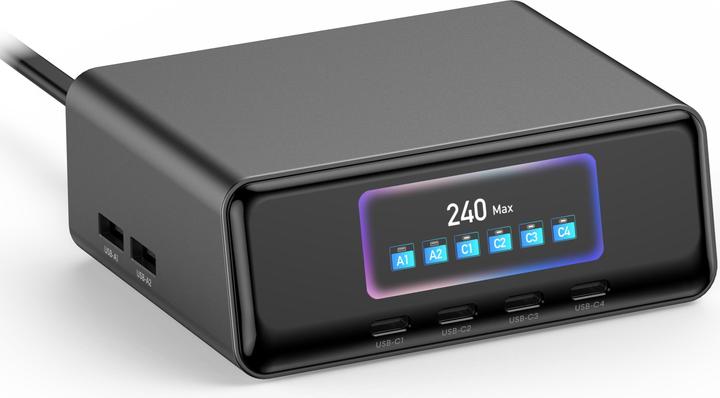 Produktbild Onit USB-Wandladegerät Desktop 4C2A 240 W GaN (240 W, 6 Ports)