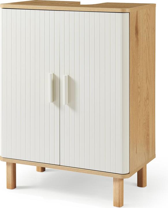 En.Casa Waschbeckenunterschrank Ferrersp 80x60x35 cm Eicheoptik/Sandfarben (60 x 35 x 80 cm)