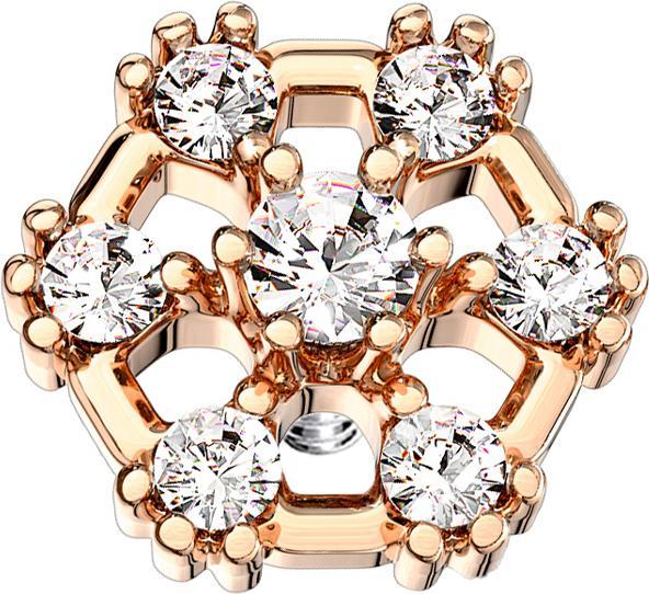 Immagine prodotto Star Piercing Dermal Anchor esagono in oro rosa con cristallo (Ottone, Acciaio chirurgico 316L)