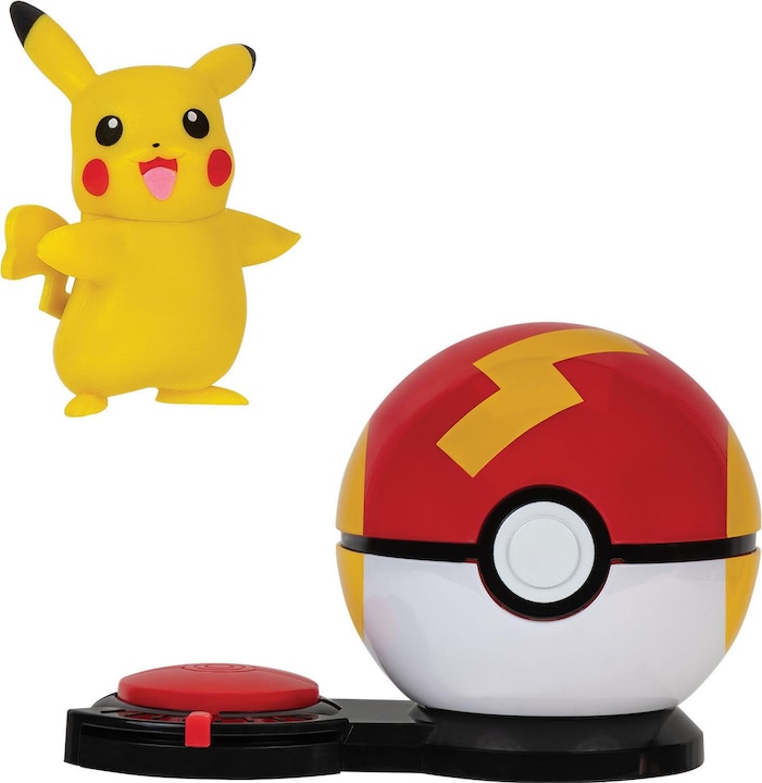 Produktbild Jazwares Pokémon Surprise Attack Game Pikachu (weiblich) mit Turboball vs. Geckarbor mit Heilball
