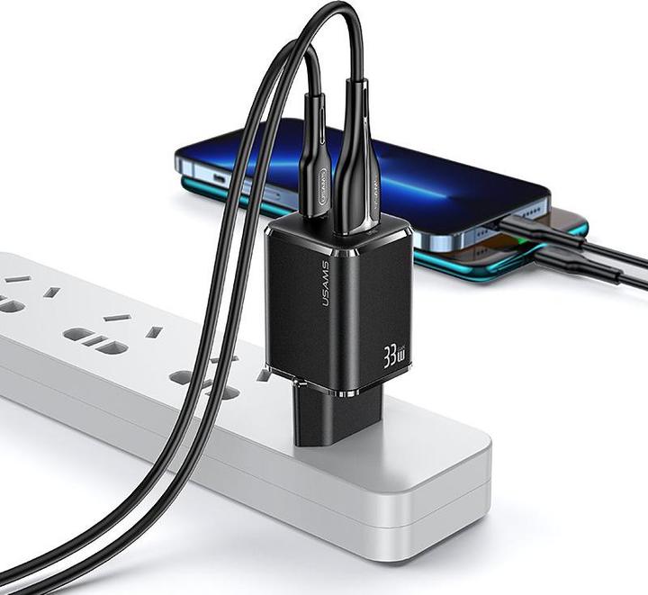 Actual product image Usams Dual Ports GaN Mini Fast Charger (33 W)