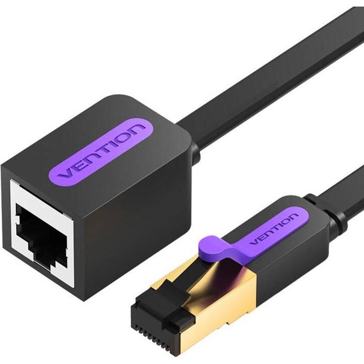 Vention Flat Network Cable Extension Category 7 ICBBI 3m Black (CAT7, 3 m), Netzwerkkabel