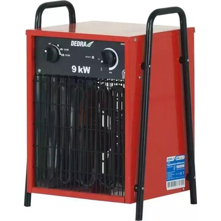 Dedra Elektrische Heizung 4,5/9 kW, 400 V, Thermostatfunktion, Ventilator (DED9924), Heizlüfter, Rot