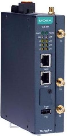 Actual product image Moxa AIG-301-EU-AZU-LX - 2-port Modbus to Azure advanced IIoT gateways with Arm Cortex-A7 dual-core 1 GHz