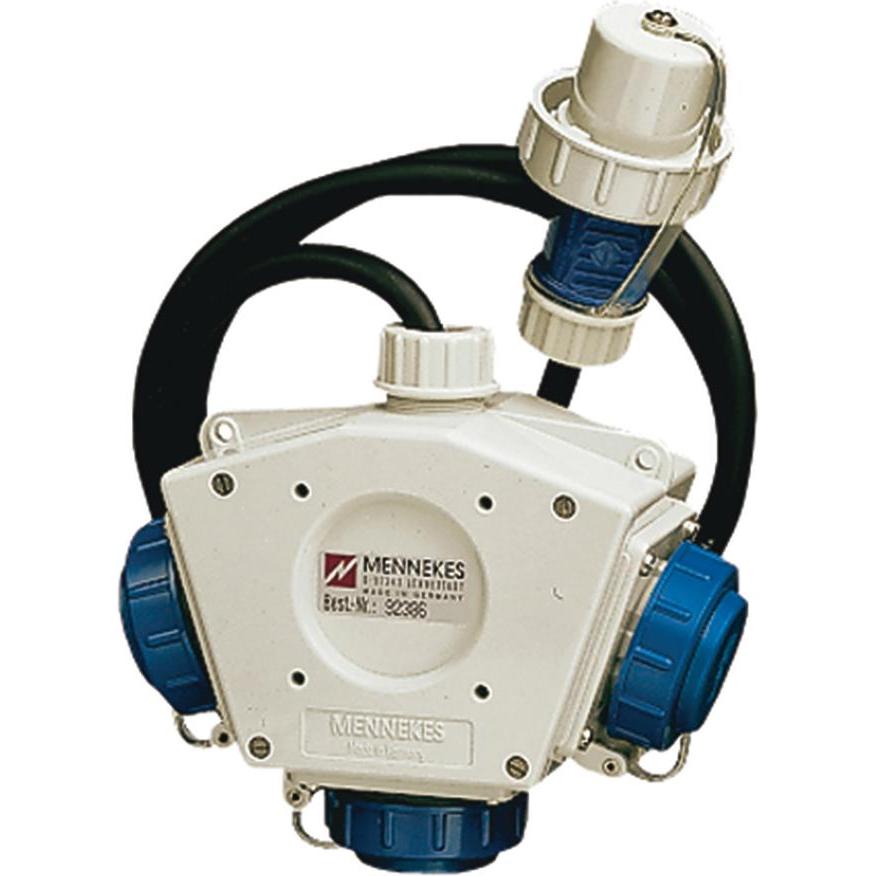 Mennekes, Baustromverteiler, MEN 92386 Steckdosenkombi. DELTA-Box Wasserdicht (3 x, CEE 7/5)