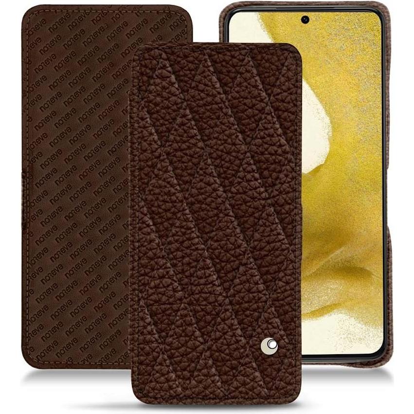 Noreve Lederschutzhülle horizontal (Samsung Galaxy S22), Smartphone Hülle, Braun