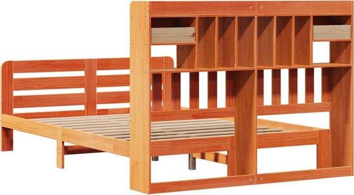 Produktbild vidaXL Massivholzbett Holzbett Bett mit Regal ohne Matratze Weiss 180x200cm (180 x 200 cm)