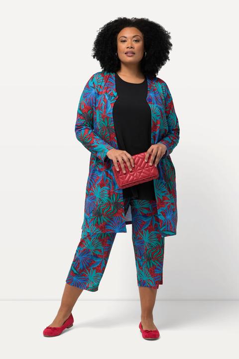 Image du produit Ulla Popken Veste en jersey à col V et manches longues, motif palmiers (56)