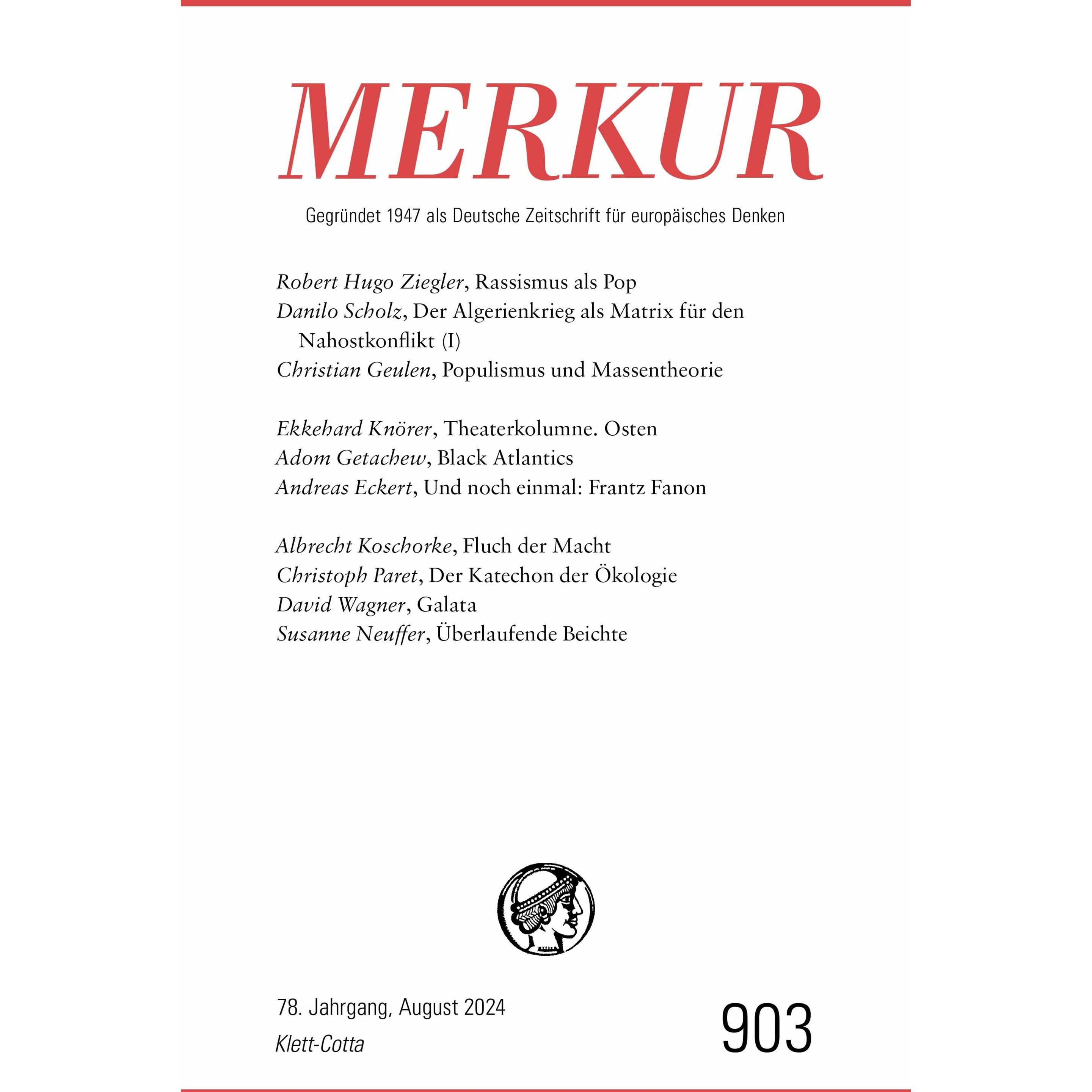 MERKUR 8/2024, Jg.78, Belletristik von Christian Demand, Ekkehard Knörer