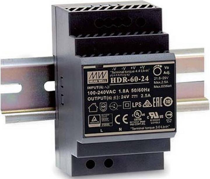 MeanWell INDUSTRIE-NETZTEIL - 1 AUSGANG - HUTSCHIENENMONTAGE - 60 W - 12 V - 4.5 A