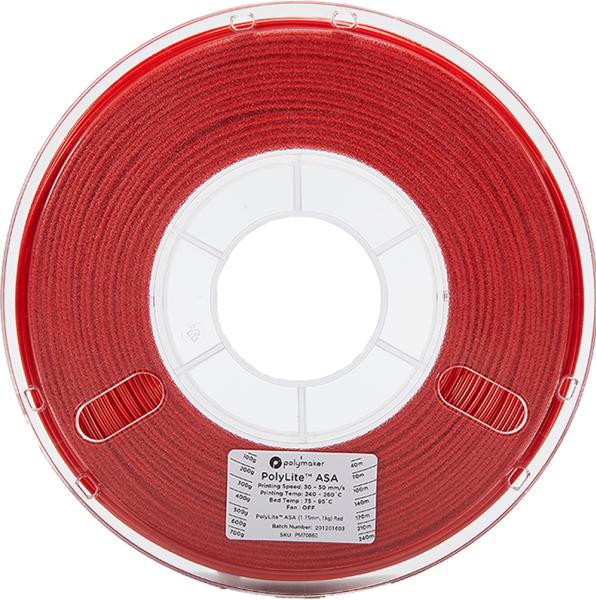 Image du produit Polymaker PolyLite ASA - Rouge - 1.75mm (ASA, 1.75 mm, 1000 g)