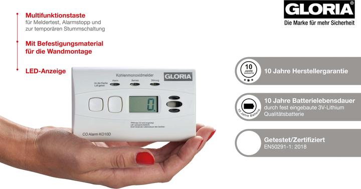 Image du produit Gloria K010D Détecteur de monoxyde de carbone