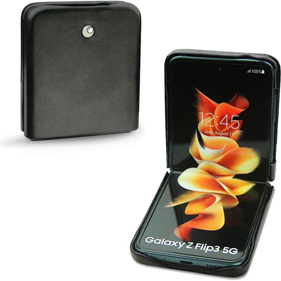 Noreve Lederschutzhülle (Samsung Galaxy Z Flip3), Smartphone Hülle, Schwarz