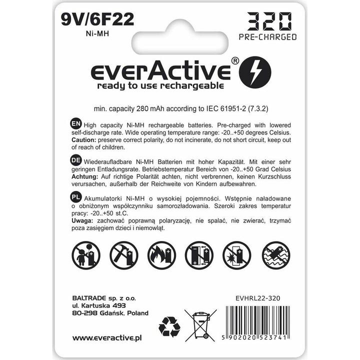 Energie-Label Everactive Professional Line (1 Stk., 9V Block, 320 mAh)