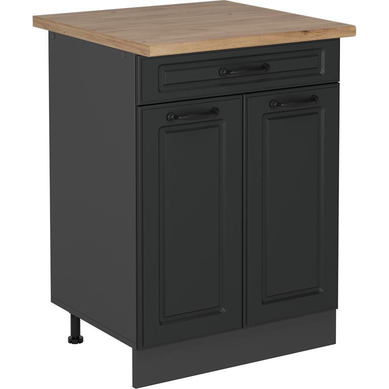 Vicco, Regal, Küchenunterschrank R-Line, Anthrazit Landhaus/Anthrazit, 60 cm, AP Eiche