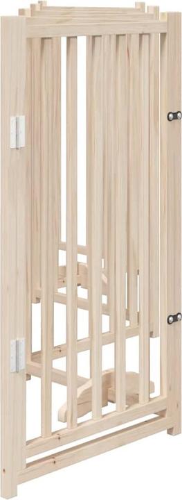 Produktbild vidaXL Hundetor mit Tür Faltbar Hundegitter Schutzgitter Weiss 4-tlg. Massivholz (6 cm)