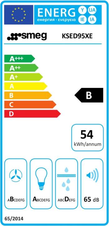 Energy Label Smeg KSED95XE Cooker hood, stainless steel, 90 cm