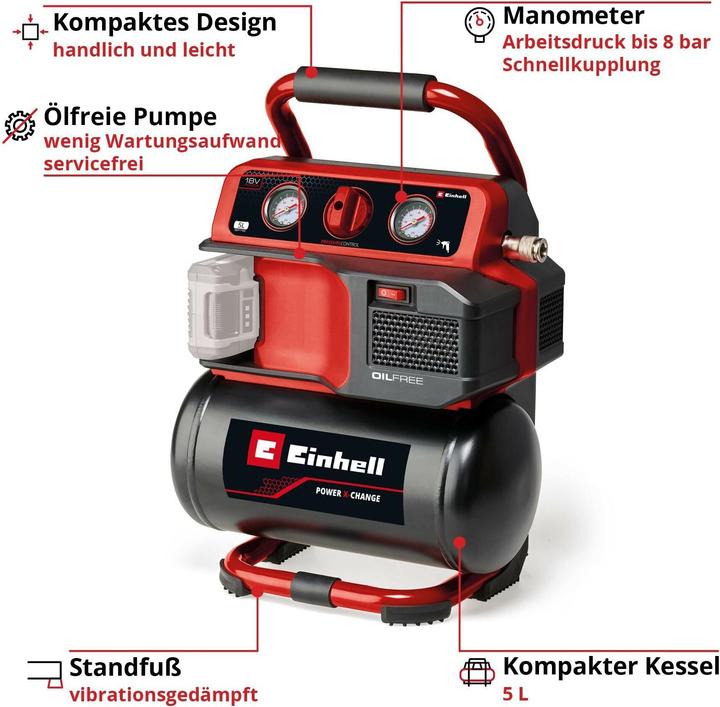 Produktbild Einhell Akku-Kompressor TE-AC 18/75 Li Set EX CH (5 l, 8 Bar)