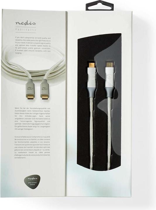 Image du produit Nedis N CCTB64020AL20 - Câble USB 3.2 C mâle 20 Gbps nylon 2.0 m (2 m, USB 4.0, 100 W)