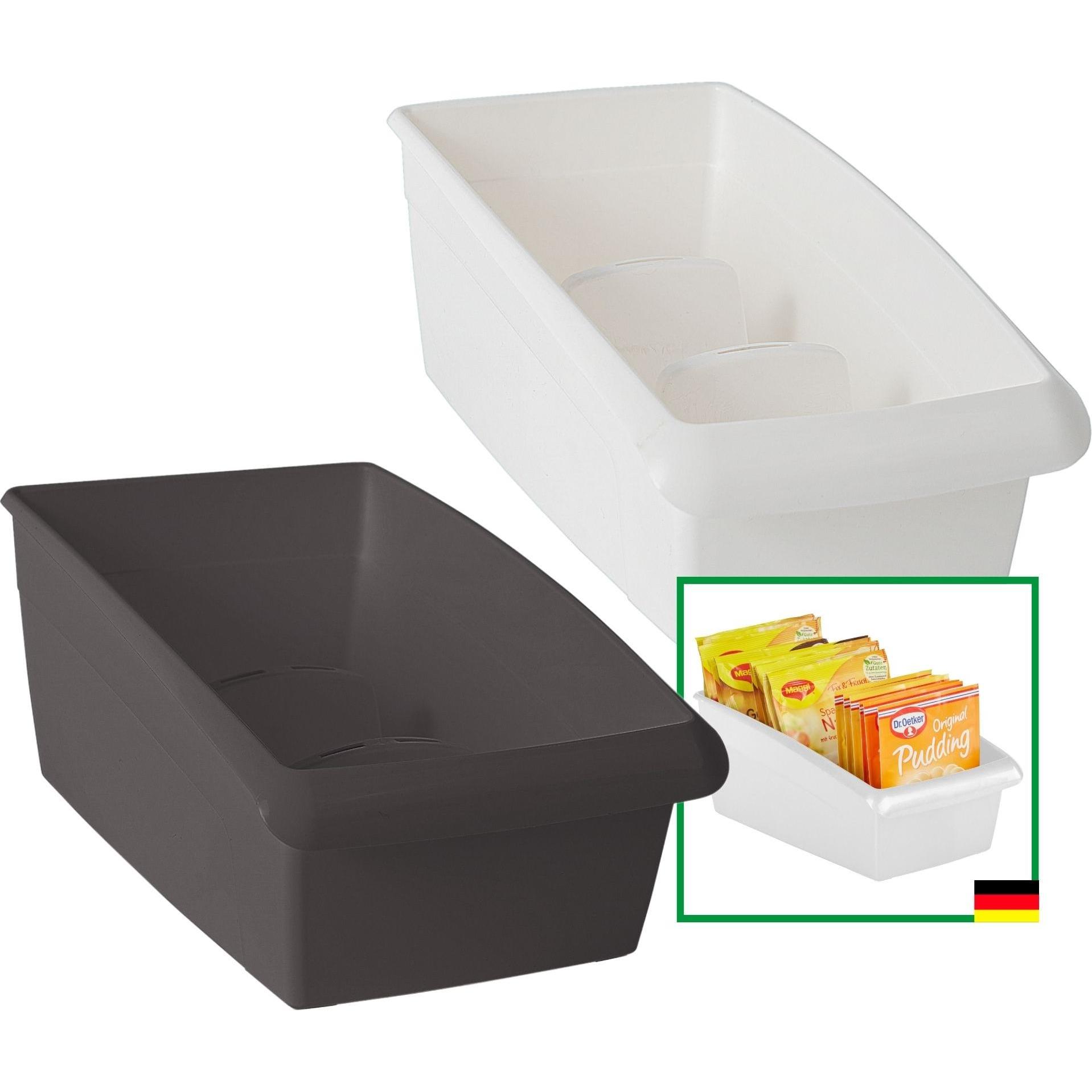 Novaliv, Aufbewahrungsbox, Suppentütenboxen gross 2er Set - 25 x 16 cm WEISS und ANTHRAZIT GRAU - Gewürzaufbewahrung Box...