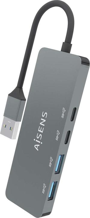 Produktbild Aisens HUB USB 3.2 GEN2 10G A/M-2xTIPO C/H-2xUSB-A/H 15CM GRIS (4 Ports)