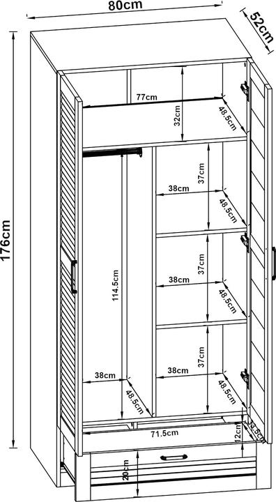 Produktbild En.Casa Finning (80 x 52 x 176 cm)