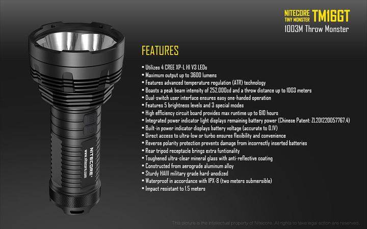 Actual product image Nitecore Tm16gt (18.20 cm, 3600 lm)