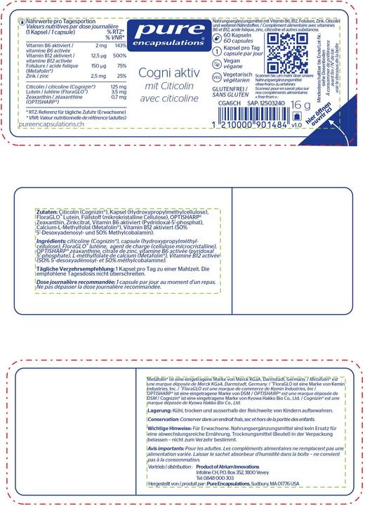 Actual product image Pure encapsulations Cogni Aktiv (60 Piece, Capsules, 16 g)
