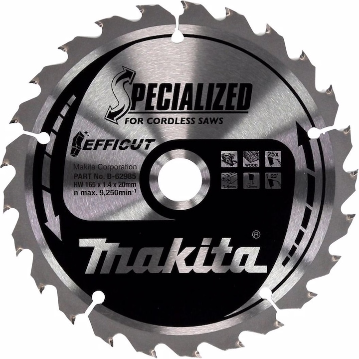 Productafbeelding Makita DHS 680 Z accu-handcirkelzaag 18 V 165 mm + EFFICUT cirkelzaagblad - zonder accu, zonder oplader