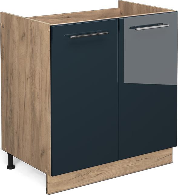 Blau, Dunkelblau hochglanz, Goldkraft Eiche