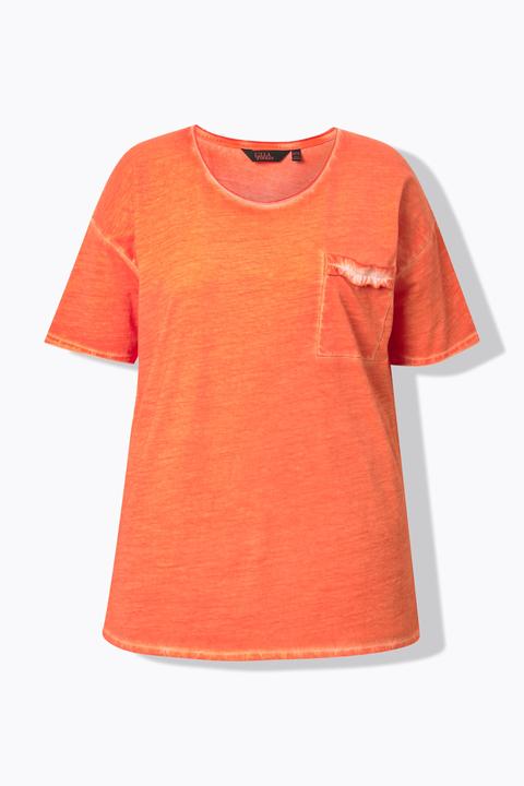 Actual product image Ulla Popken Cold Dye Ruffle Edge Pocket Tee (54, 56)