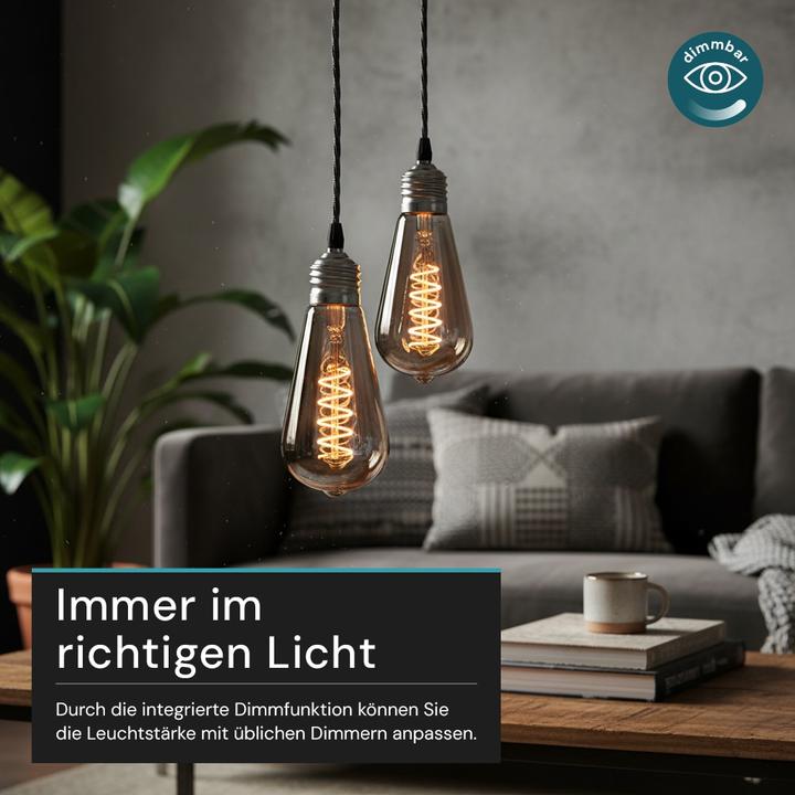 Immagine prodotto Luxula Lampada a filamento LED, SPIRALE, Pera, E27, 4W, 40lm, 1800K, dimmerabile (E27, 40 lm, 1 x)