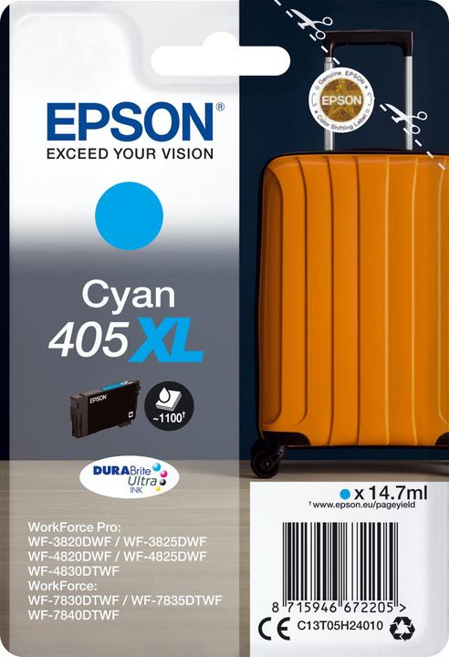 Actual product image Epson Singlepack Cyan 405XL DURABrite