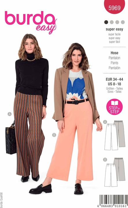 Actual product image Pattern pants - with back elastic wide legs