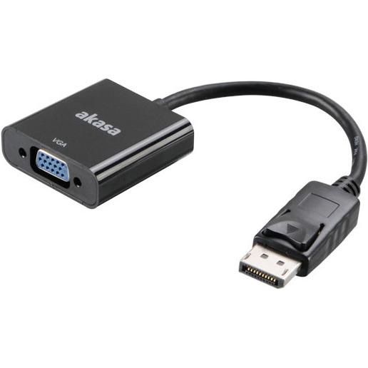 Akasa AK-CBDP04-20BK Videokabel-Adapter DisplayPort VGA (VGA, 20 cm), Data + Video Adapter, Schwarz