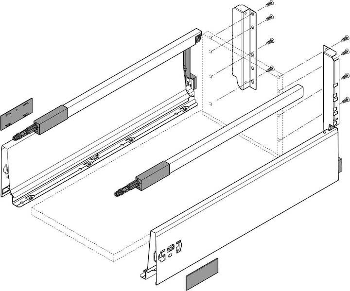 Produktbild Blum Komplett-Frontschubkasten-Set TANDEMBOX K / D mit Reling, grau RA