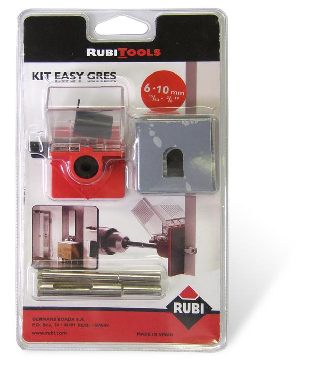 Actual product image Rubi Easy Gres set: 2 pcs. diamond drill bits for ceramic tiles, 6 mm and 10 mm + guide with water tank (10 mm, 6 mm)