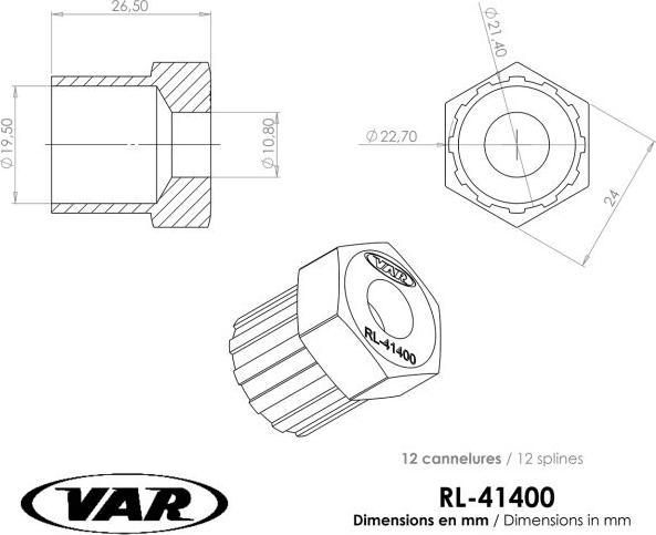 Actual product image VAR Sprocket puller RL-41400 for Shimano UG, Sachs Aris, Campagnolo