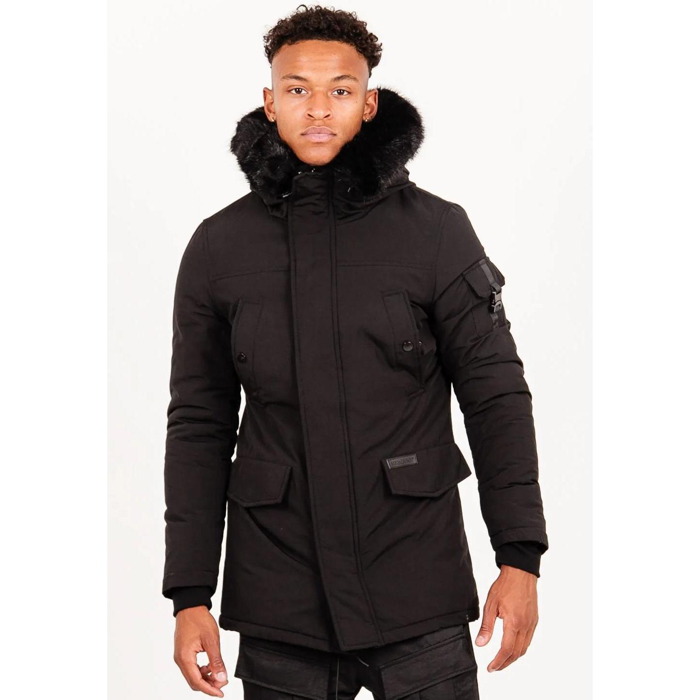 Thumbnail - Sixth June, Herren, Jacke, Parka mit Kapuze aus wasserabweisendem Pelz (M), Schwarz, M