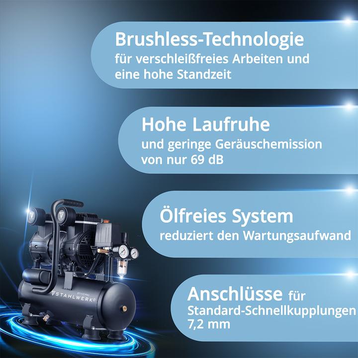 Produktbild Stahlwerk Kompressor ST-110 Pro Druckluftset Vollausstattung (10 Bar, 10 l)