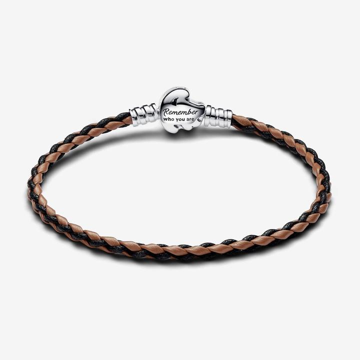 Produktbild Pandora Disney Der König der Löwen Verschluss Moments Geflochtenes Lederarmband (17.50 cm, Silber, Leder)